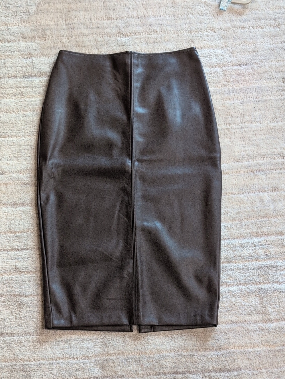 abercrombie Faux Leather Pencil Skirt in Milk Chocolate M